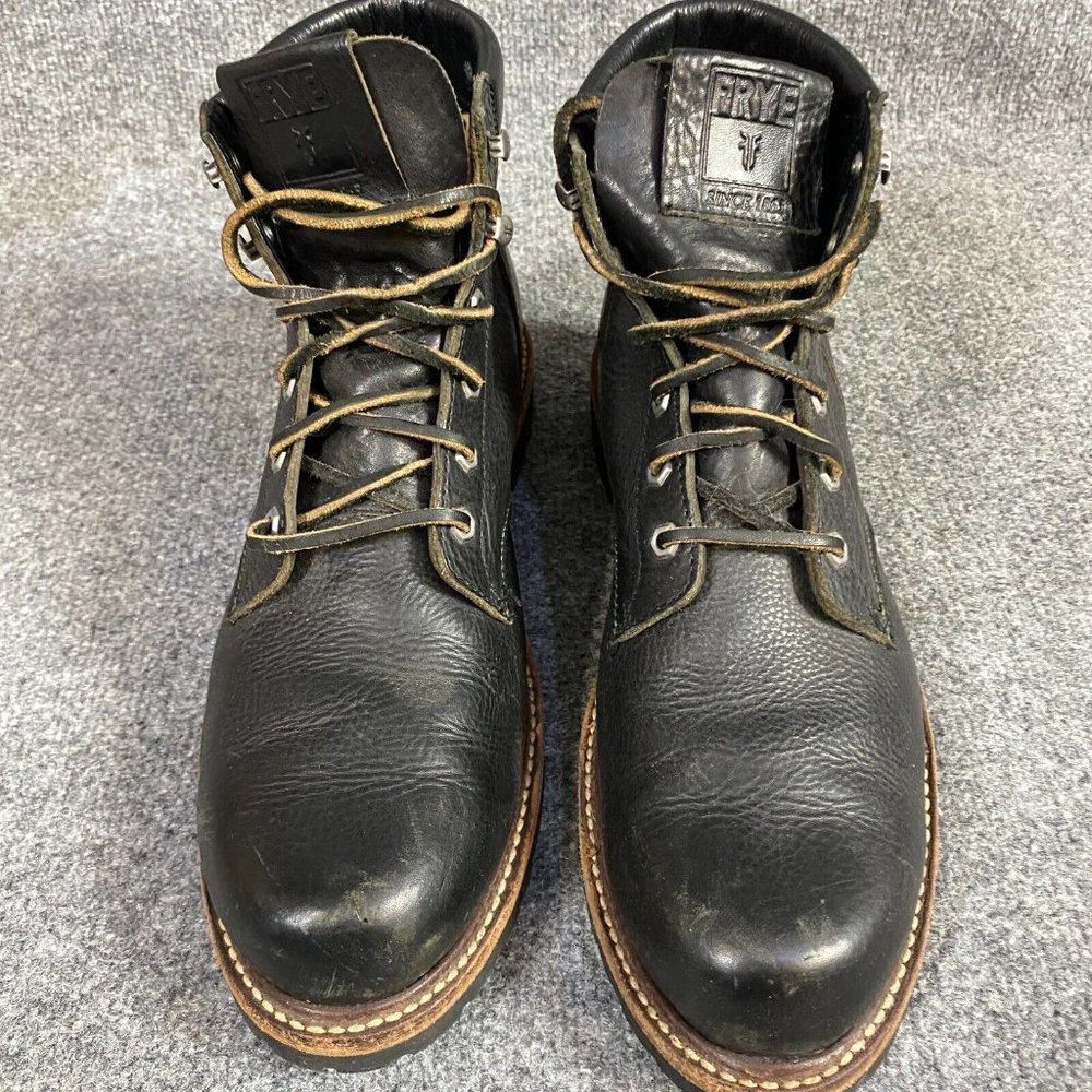 Frye Dakota Mens Boots 12 Black Leather Speed Lace Goodyear Welt - Picture 2 of 9